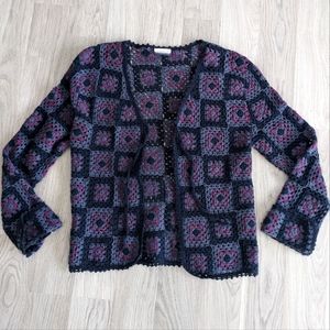 Grandma Square Crocheted Cardigan